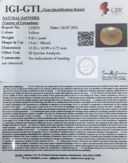 10.48 Ratti Natural Ceylonese Yellow Sapphire with Govt Lab Certificate-(6771)