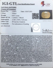 9.37 Ratti Natural Ceylonese Yellow Sapphire with Govt Lab Certificate-(4551)