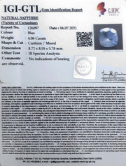 4.06/CT Natural Blue Sapphire with Govt Lab Certificate-BLUSA9S