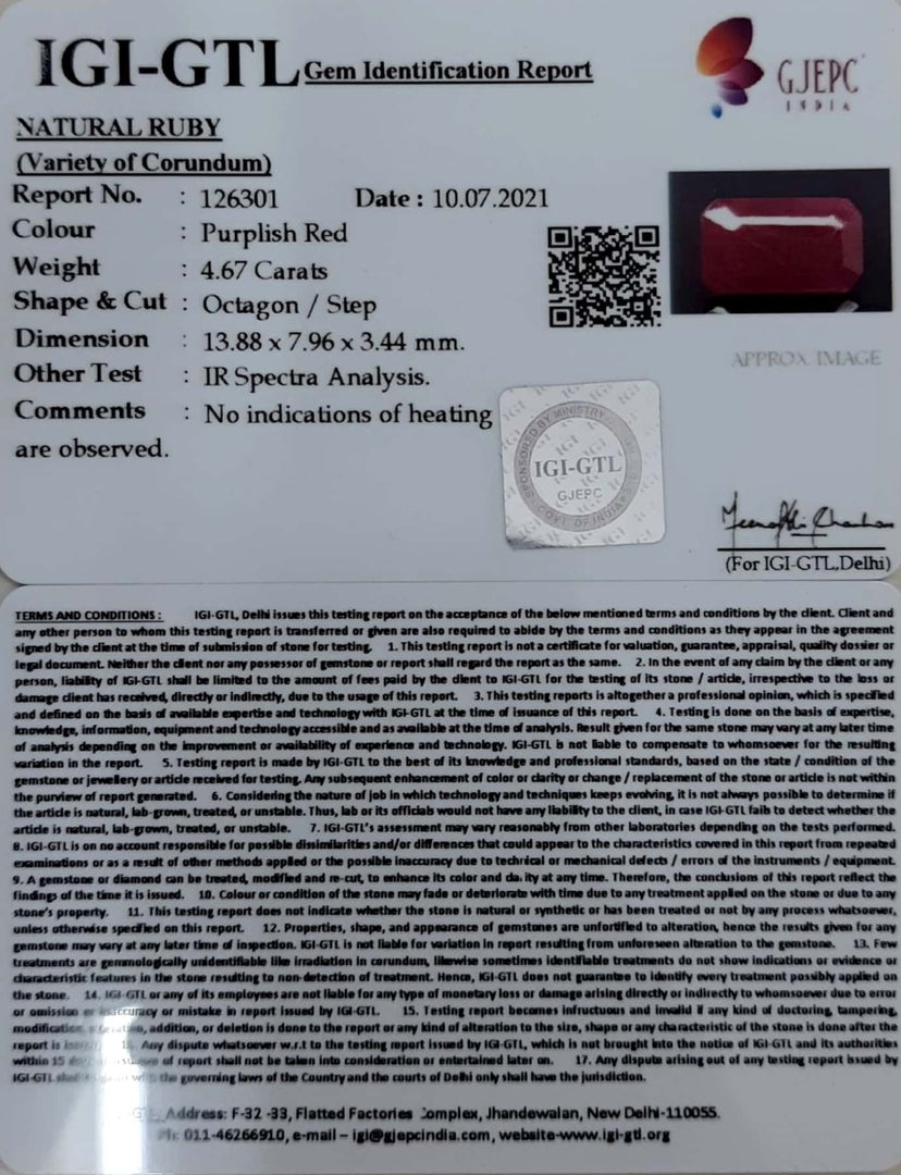 5.18 Ratti Natural new burma Ruby with Govt. Lab Certificate-(2331)
