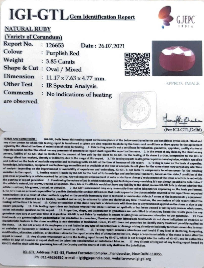 4.27 Ratti Natural New Burma Ruby with Govt. Lab Certificate-(4551)