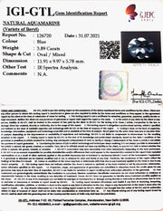 3.89/CT Natural Aquamarine with Govt Lab Certificate-5661