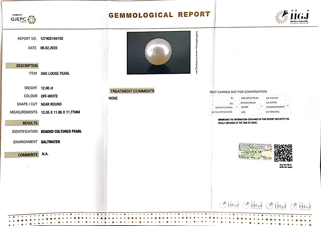12.06/CT South Sea Pearl with Govt. Lab Certificate-1550