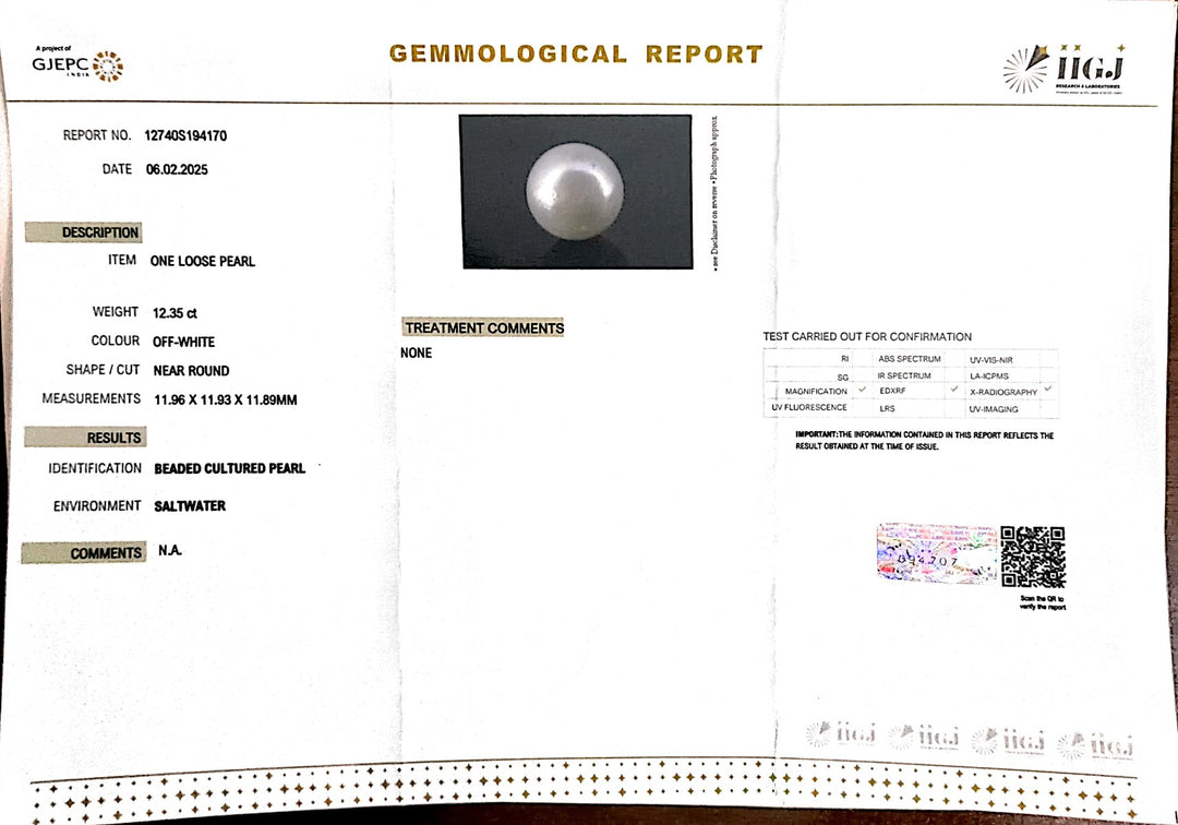 12.35/CT South Sea Pearl with Govt. Lab Certificate-1550