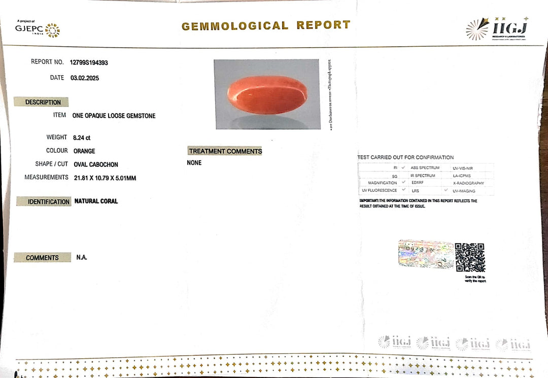 8.24/Carat Natural Japanese Red Coral-7100