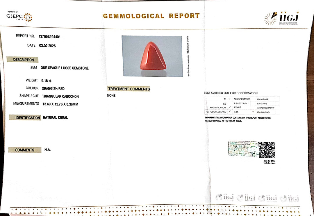 9.18/CT Natural Triangular Red Coral-2500
