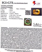 7.63/CT Natural yellow sapphire with Govt Lab Certificate-78810