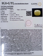 Load image into Gallery viewer, 8.29/CT Natural Yellow Sapphire with Govt Lab Certificate-(1221)
