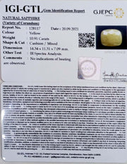 10.91/CT Natural Yellow Sapphire with Govt Lab Certificate-(1221)