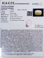 Load image into Gallery viewer, 8.56/CT Natural Yellow Sapphire with Govt Lab Certificate-(1221)
