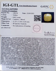8.49/CT Natural Yellow Sapphire with Govt Lab Certificate-(1221)