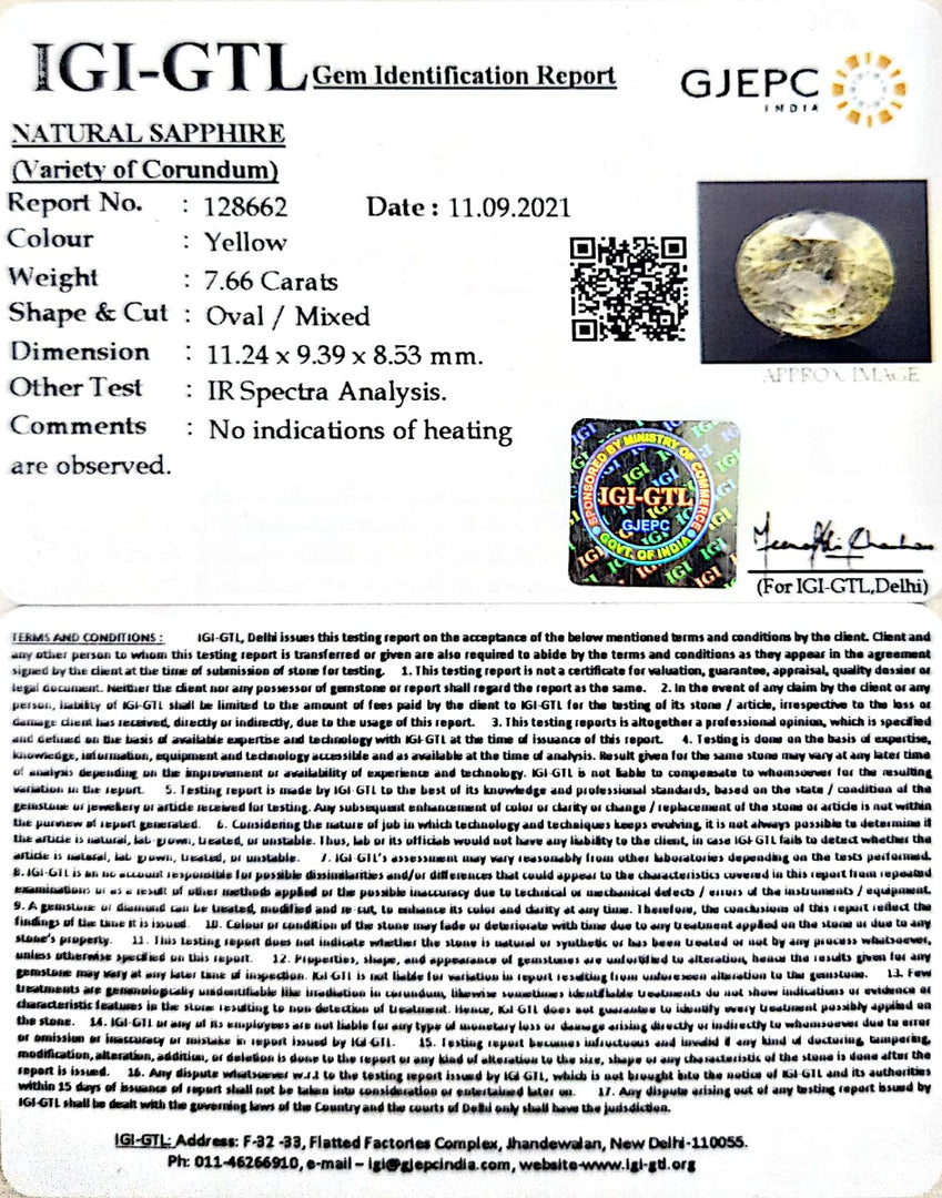7.66/CT Natural Ceylonese Pukhraj with Govt Lab Certificate-16650