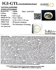 6.61/CT Natural yellow sapphire with Govt Lab Certificate-YELSA9V