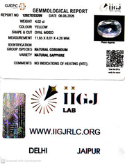 4.02/CT Natural Yellow Sapphire With Govt Lab Certificate-12927D53209