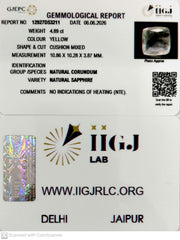 4.89/CT Natural Yellow Sapphire With Govt Lab Certificate-12927D53211