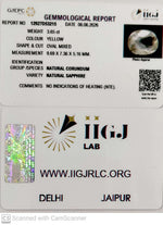 Load image into Gallery viewer, 3.65/CT Natural Yellow Sapphire With Govt Lab Certificate-12927D53215