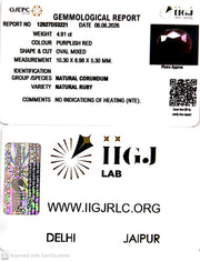 4.91/CT Natural Ruby Stone with Govt. Lab Certificate-12927D53221