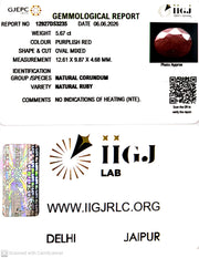 5.67/CT Natural Ruby Stone with Govt. Lab Certificate-12927D53235