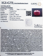 5.05 Ratti Natural New Burma Ruby with Govt. Lab Certificate-(4551)