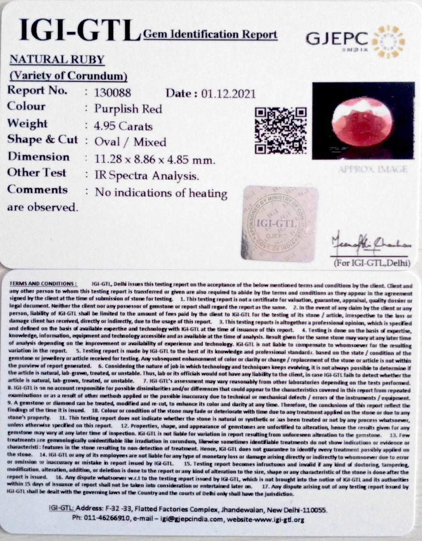 5.49 Ratti Natural New Burma Ruby with Govt. Lab Certificate-(3441)