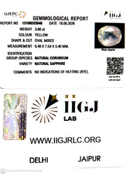 3.88/CT Natural Yellow Sapphire With Govt Lab Certificate-13108D53948