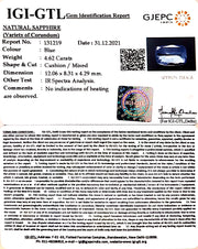 4.62/CT Natural Blue Sapphire with Govt Lab Certificate-BLUSA9V