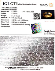 4.86/CT Natural Ceylonese Pukhraj with Govt Lab Certificate-YELSA9V