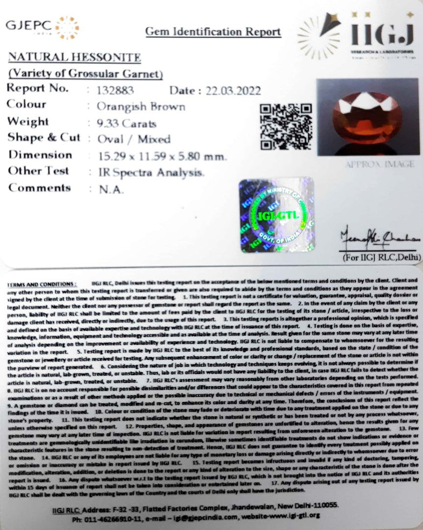 10.35 Ratti Natural Govt. Lab Certified Ceylonese Gomed-(1221)