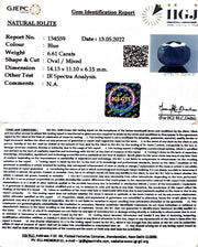 6.61/CT Natural Iolite With Govt. Lab Certificate