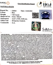 7.45/CT Natural Iolite with Govt Lab Certificate-(1221)