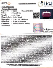 4.52/CT Natural Mozambique Ruby with Govt. Lab Certificate-(7881)