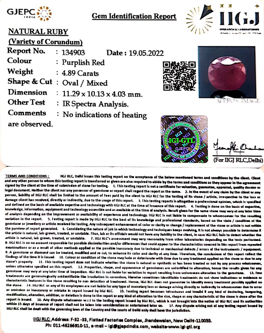4.89/CT Natural Neo Burma Ruby with Govt. Lab Certificate-(4551)