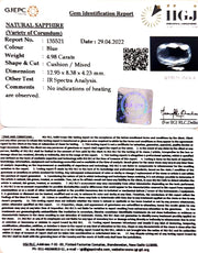 4.98/CT Natural Blue Sapphire with Govt Lab Certificate-BLUSA9U