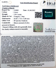 2.93/CT Natural Panna Stone with Govt. Lab Certificate (6771)