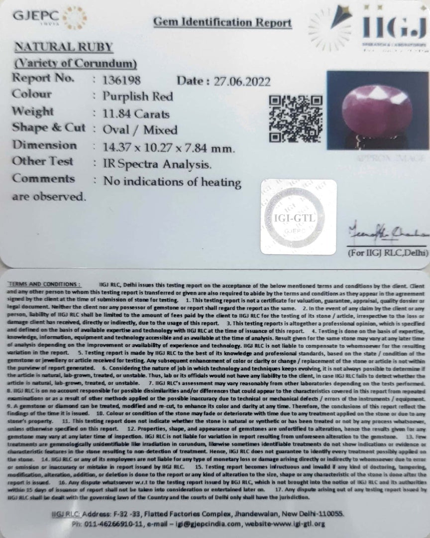 11.84/CT Natural Neo Burma Ruby with Govt. Lab Certificate-4551