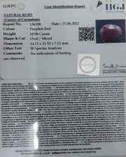 10.96/CT Natural Indian Ruby with Govt. Lab Certificate-2331