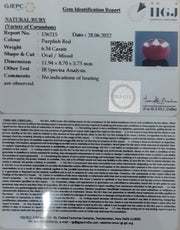6.34/CT Natural Mozambique Ruby with Govt. Lab Certificate-7881
