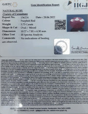 3.73/CT Natural Mozambique Ruby with Govt. Lab Certificate-7881
