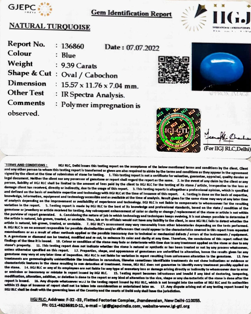 9.39 Carat Turquoise-(832)