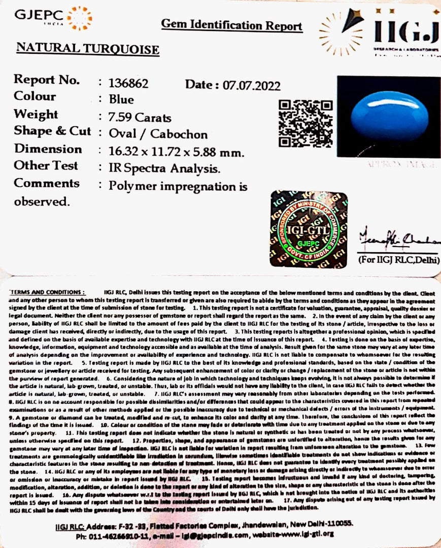 7.59 Carat Turquoise-(832)