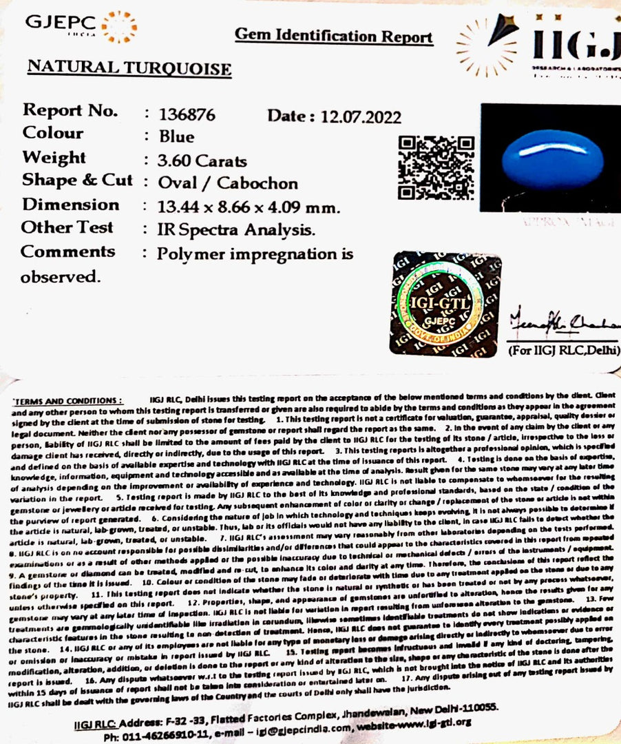 3.60 Carat Turquoise-(832)