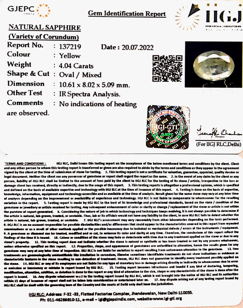 4.04/CT Natural Ceylonese Pukhraj with Govt Lab Certificate-6771