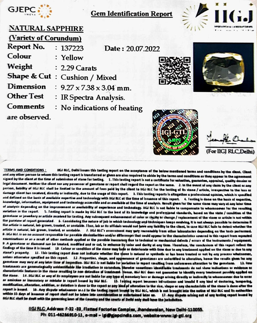 2.29/CT Natural Ceylonese Pukhraj with Govt Lab Certificate-45510