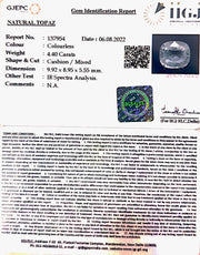 4.88 Ratti Natural White Topaz  with Govt Lab Certificate (1665)