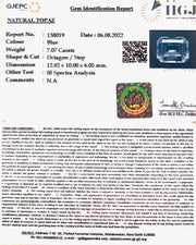 7.84 Ratti Blue Topaz with Govt Lab Certificate-(1665)