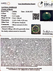 3.12/CT Natural Panna Stone with Govt. Lab Certified (3441)
