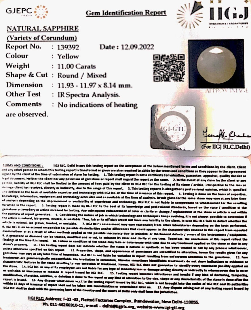 11.00/CT Natural Ceylonese Pukhraj with Govt Lab Certificate-4551