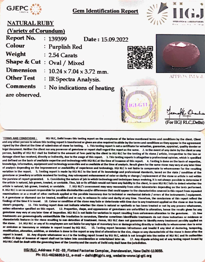 2.54/CT Natural Neo Burma Ruby with Govt. Lab Certificate-4551