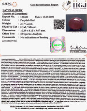 3.17/CT Natural Mozambique Ruby with Govt. Lab Certificate-7881