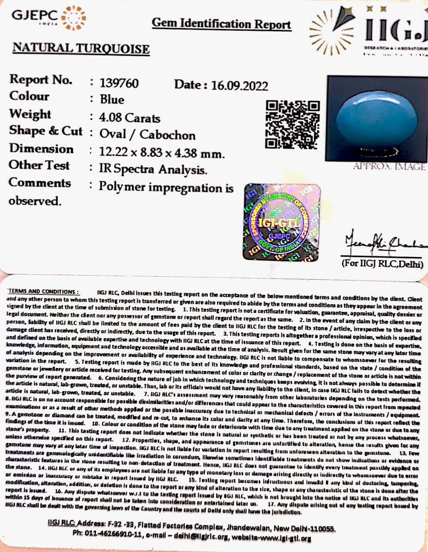 4.08 Carat Turquoise-(832)